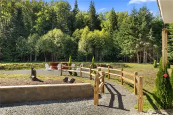 walking path in backyard