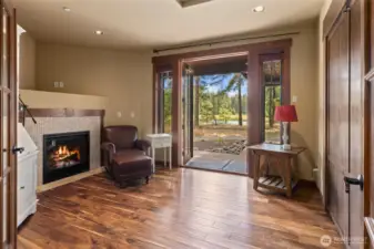 Office/bedroom on main with murphy bed and fireplace