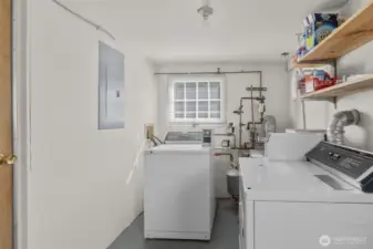 Shared coin-operated laundry.