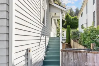 The upper-level has two exits/entrances.