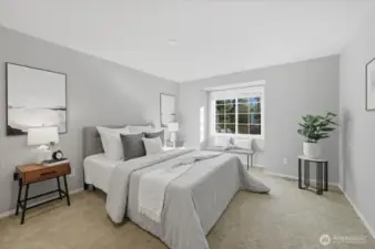 Secondary bedroom - 1 of 4 bedrooms!  Nice size, window cove, new 2" wood blinds.