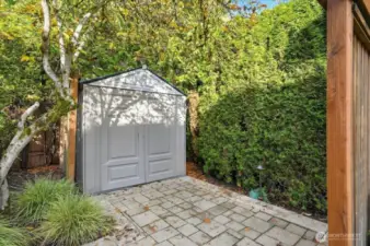 Pavers lead to garden shed