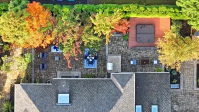 Drone shot of the back patio