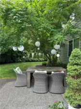 The backyard looks amazing in the spring and summer.