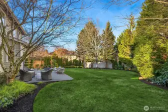 Gorgeous backyard- mature plants and trees make it completely private.