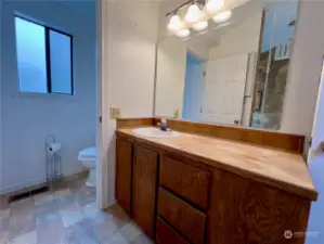 Upstairs Bathroom | There are two sinks the other not in picture.