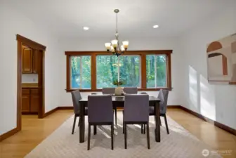 Dining room with private view of side yard