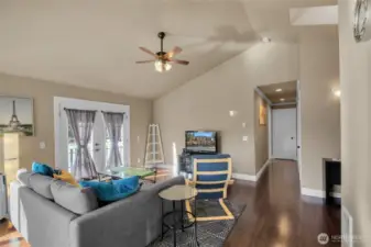 Apartment LR to hall to BR's and BTH's.