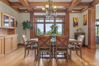 A sumptuous dining room will seat all your guests.