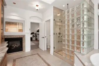 Gorgeous tile floor and Granite tops. Separate toilet room, Jetted soaking tub and an Amazing shower