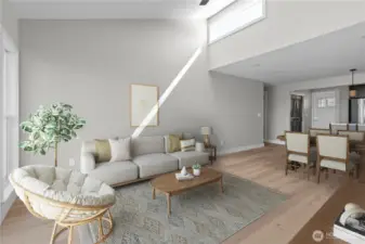 Living room into kitchen/entry way