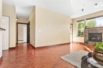 exterior door in background goes out to the paton