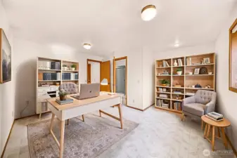 Virtual staging ~ unique bonus room with attached bath and separate entry can serve as a den/office or guest suite