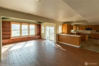 Kitchen, dining, family areas