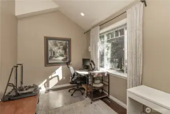 Quiet and functional for work or guests.