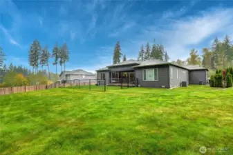 Back yard facing home