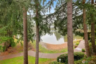 Beautiful water-front deck, trees have been limbed to preserve the views.  Listen to the water and birds from your deck and views from both stories of the house.