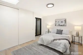 Upstairs - Bedroom#1 features a HUGE closet and private patio while still leaving room for a large bed.