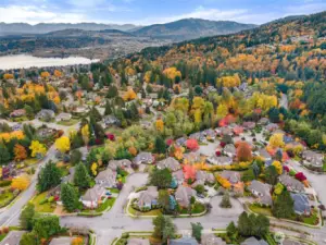 Sweeping Eastside aerial highlighting Bellevue’s tree-lined neighborhoods and scenic landscape.