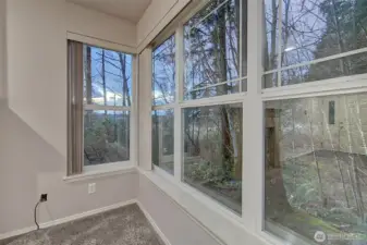Eastern corner of Living Room provides a great view of all of your sunrises.