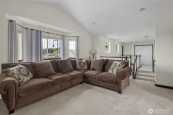 Also Upstairs is a Cozy Family Room with Vaulted Ceilings.