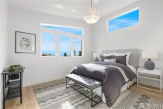 Large primary with view of Ocean and vaulted ceilings