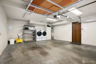 Attached 2 car garage with washer and dryer