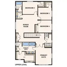 Caymen Plan - Upper Floor - Marketing Rendering - may vary per location  The photos are of a model and may not have the same finishes/colors/upgrades as the home