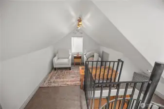 up the stairs to loft
