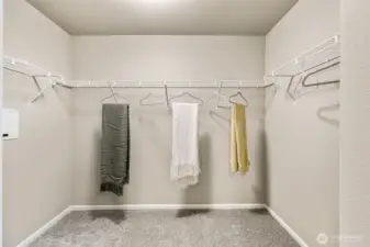 Primary Walk-In Closet-  Photos are from the Finley model home in prior community. Finishes, upgrades, and features will vary