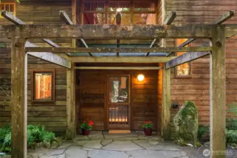 Front entry patio is spacious and welcoming.