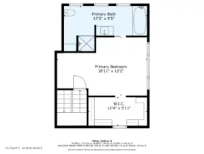 Tree-house primary on the third floor. So generous and private; lovely spa-like bath, big bedroom and big walk-in closet. What a great get-away!