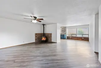 Living room with cozy pellet stove