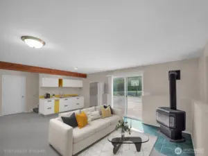 Digital Staging to highlight potential for ADU (existing plumbing)!