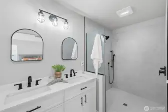 Enjoy spa-inspired updates in the bathrooms, including a stylish tile walk-in shower.