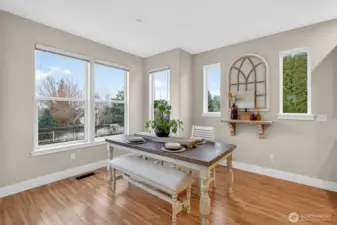 Dining area with large windows