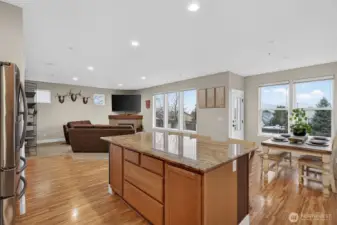 View into living area from kitchen