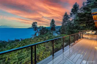 The deck spans the entire length of the home.  Looking directly north here