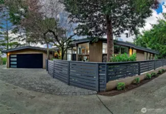 Your very private front court yard, 2 car garage and side parking for another car