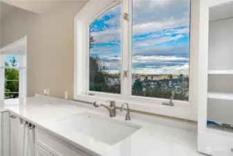 Perfectly position undermount kitchen sink below this pretty window with Bay, Old Town and the pleasure of your own garden to enjoy