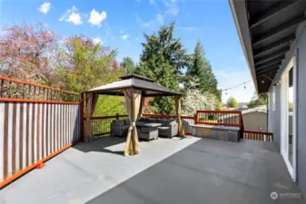 Back deck with gazebo and outdoor sofa with table