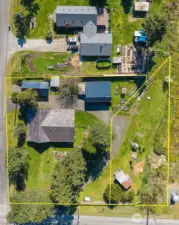 Two parcels equal .77 acres on a flat corner lot.