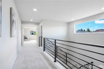 Upper hallway: High vaulted ceiling