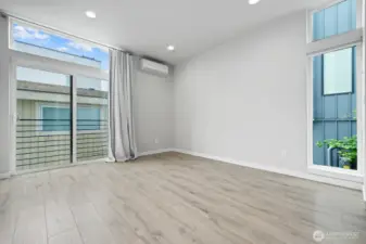 Open living space with Juliet balcony
