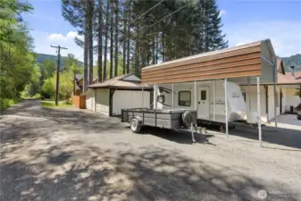 Garage and covered RV parking.