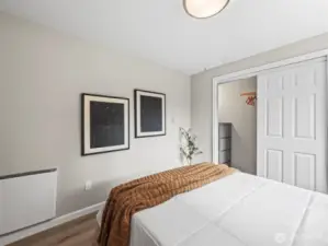 another orientation from bedroom number one. In this photo you can see the large closet and built in dresser.