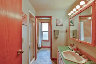Guest bathroom with tub and separate shower