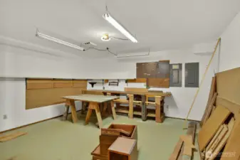workshop area in basement