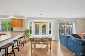 French doors to back deck off of dining area