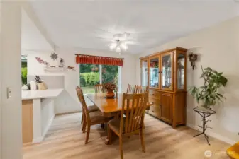Thie dining area has plenty of room for a full dining set, and a kitchen breakfast bar for your morning cereal.